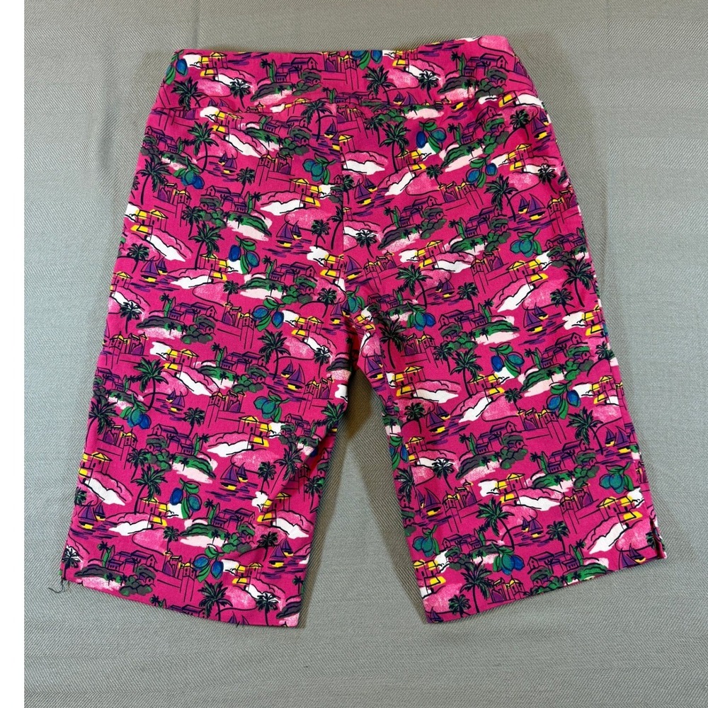Juniper + Lime Pink Tropical Island Print Bermuda Shorts Womens Size 6 Pull On